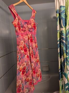 Pink Floral Y2K Sundress with Flirty Details
